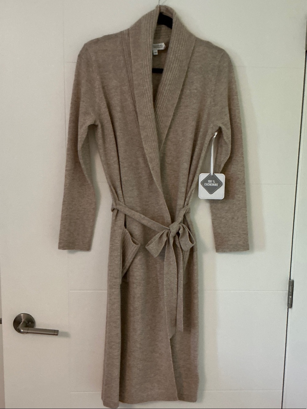 Cozy Women's Soft Taupe Cashmere Wrap Cardigan Robe